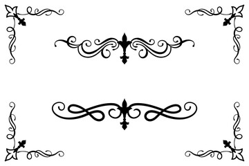 Classic Vintage Baroque Victorian Ornament Frames Separator Elements Classic Wedding Invitation