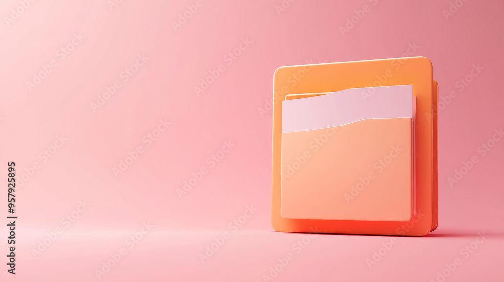 Fototapete 3d rendering of a document folder with paper icon on a clean background for mock-up and web banner p