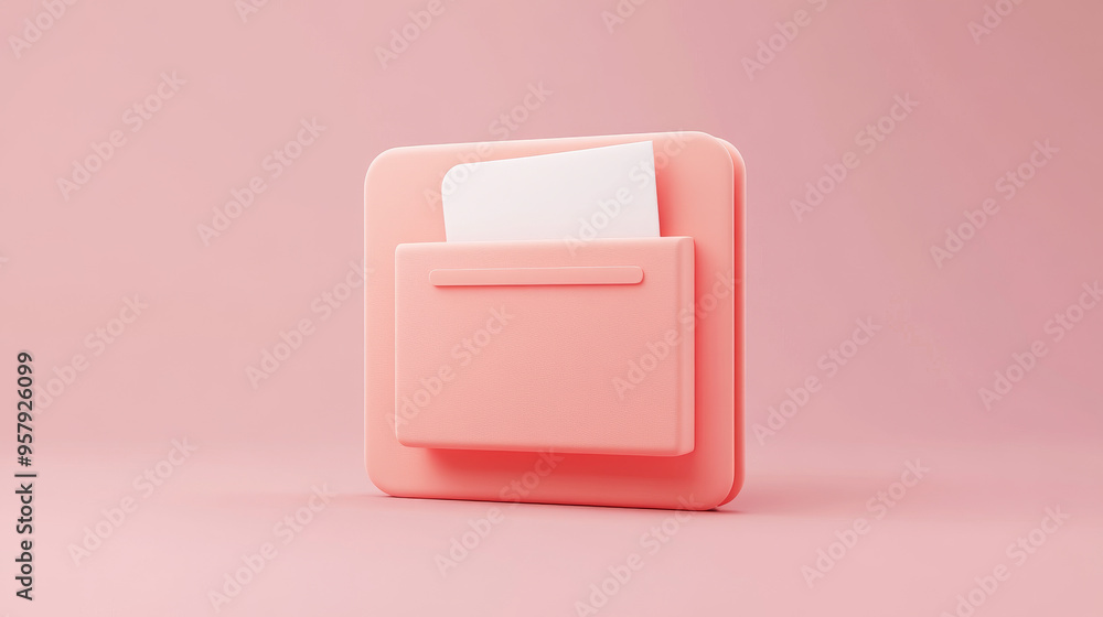 Fototapete 3d rendering of a document folder with paper icon on a clean background for mock-up and web banner p