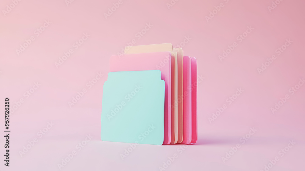 Fototapete 3d rendering of a document folder with paper icon on a clean background for mock-up and web banner p
