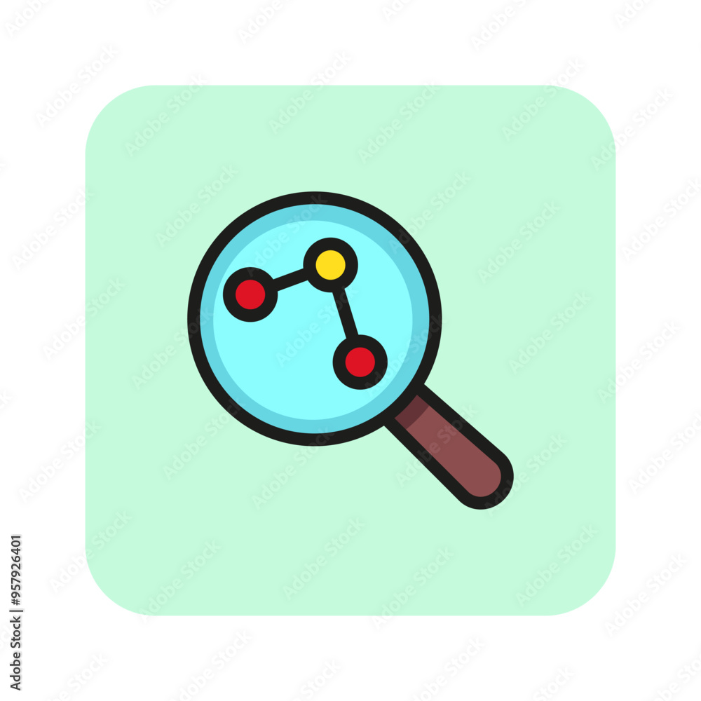 Poster search analysis line icon. lens, structure, research. optimization concept. vector illustration can 