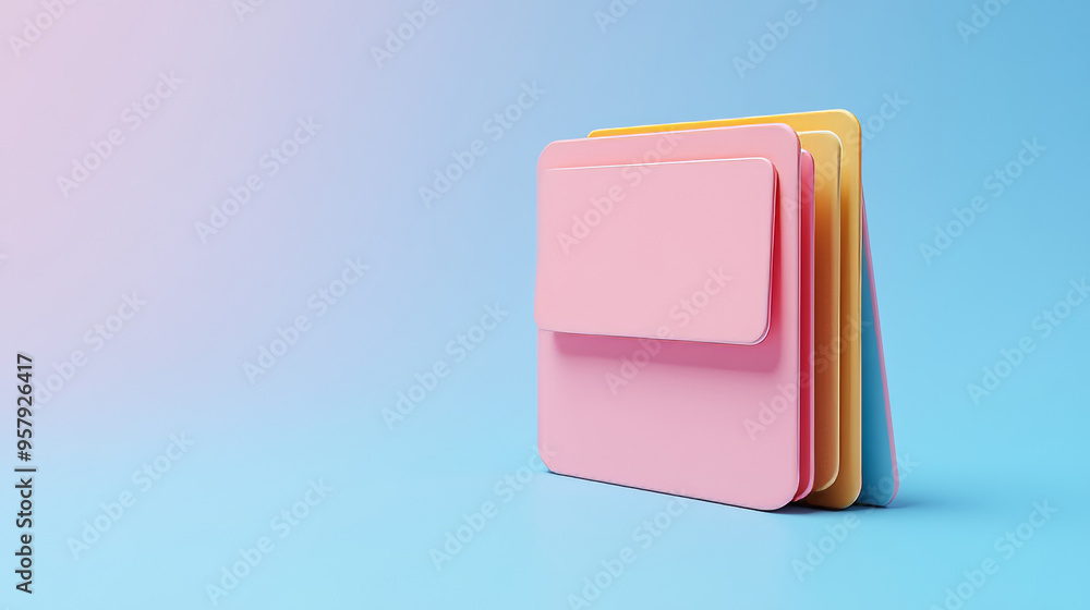 Fototapete 3d rendering of a document folder with paper icon on a clean background for mock-up and web banner p