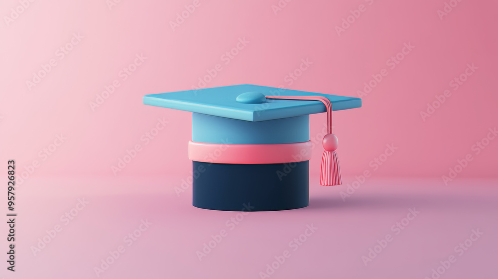 Aufkleber 3d rendering of a graduation cap icon on a clean background for mock-up and web banner use. this min