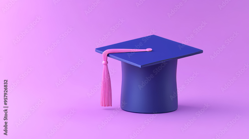 Aufkleber 3d rendering of a graduation cap icon on a clean background for mock-up and web banner use. this min