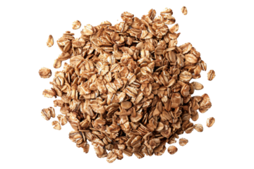 Pile dried Granola from flat lay view isolated on background, heap of nuts or oats for food that high fiber and nutrition.