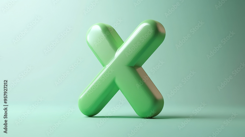 Aufkleber this 3d rendering features a red x cross checkmark icon set against a clean background, designed for