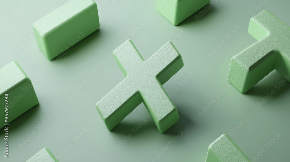 Aufkleber this 3d rendering features a red x cross checkmark icon set against a clean background, designed for