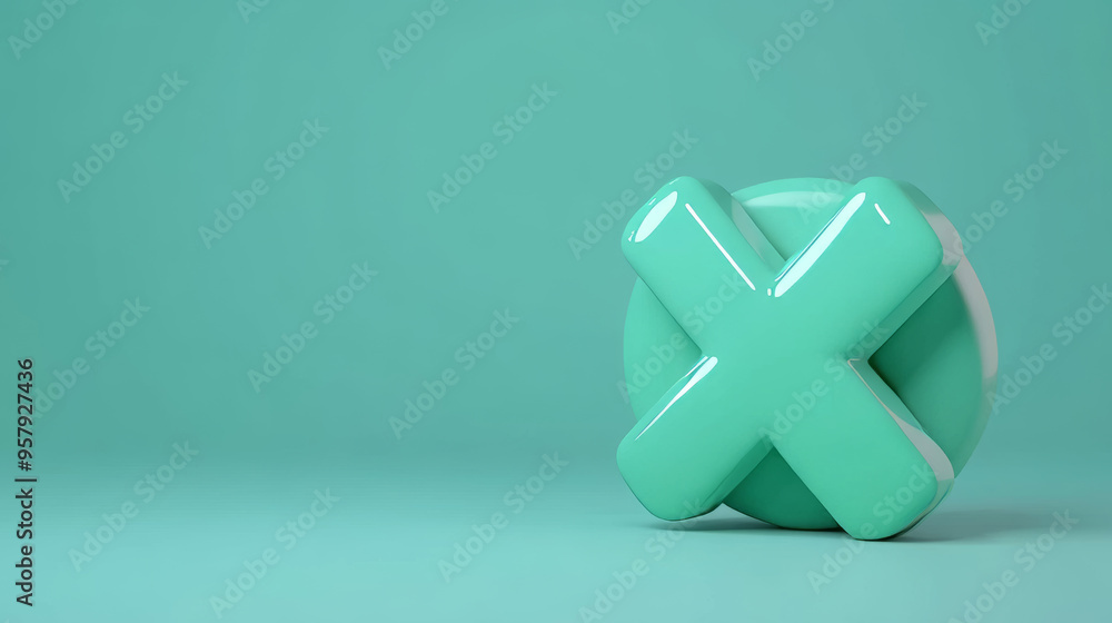 Aufkleber this 3d rendering features a red x cross checkmark icon set against a clean background, designed for