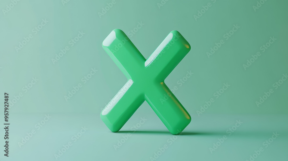 Aufkleber this 3d rendering features a red x cross checkmark icon set against a clean background, designed for