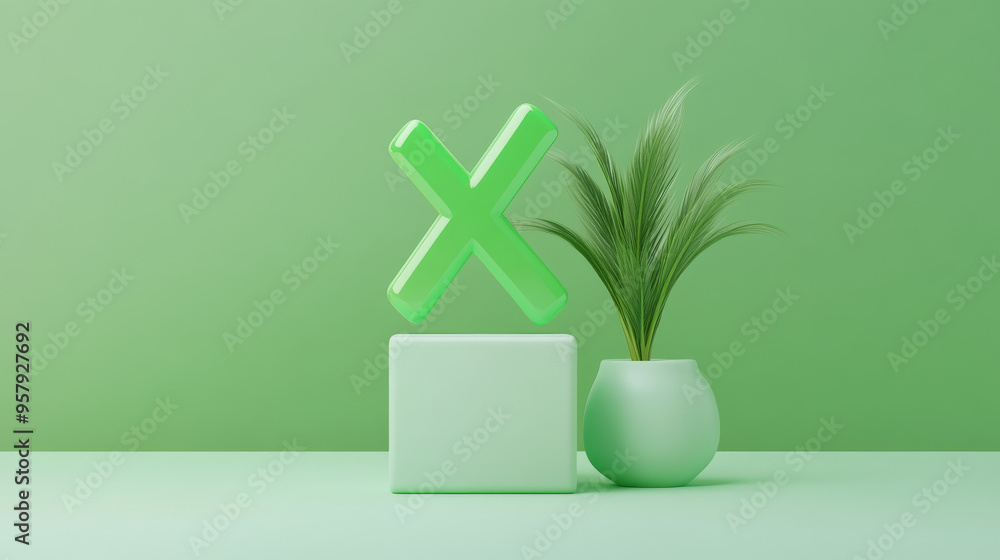 Aufkleber this 3d rendering features a red x cross checkmark icon set against a clean background, designed for