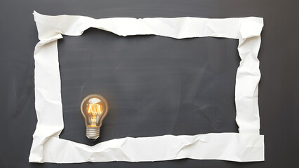 Illuminated Light Bulb with Copy Space Background