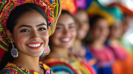 Fototapeta premium Hispanic people in traditional costume portrait - ai generative