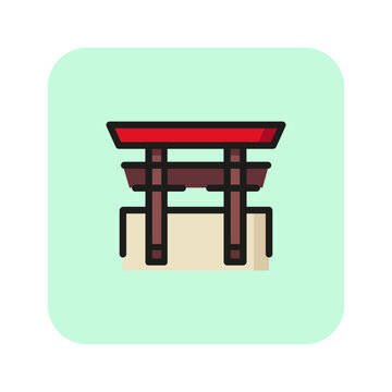 recommend clip art: Torii gate line icon. Japanese sight, Shinto, shrine, symbol. Landmarks concept. Can be used for topics like religion, Japan, travel