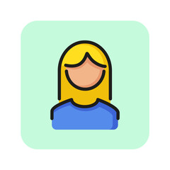 Woman avatar line icon. Woman, hairstyle, face. Gender concept. Vector illustration can be used for topics like communication, gender identification, sociality