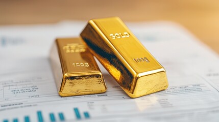 Financial Stability in Crisis - Gold Bars on Emergency Documents with Copy Space, Selective Focus