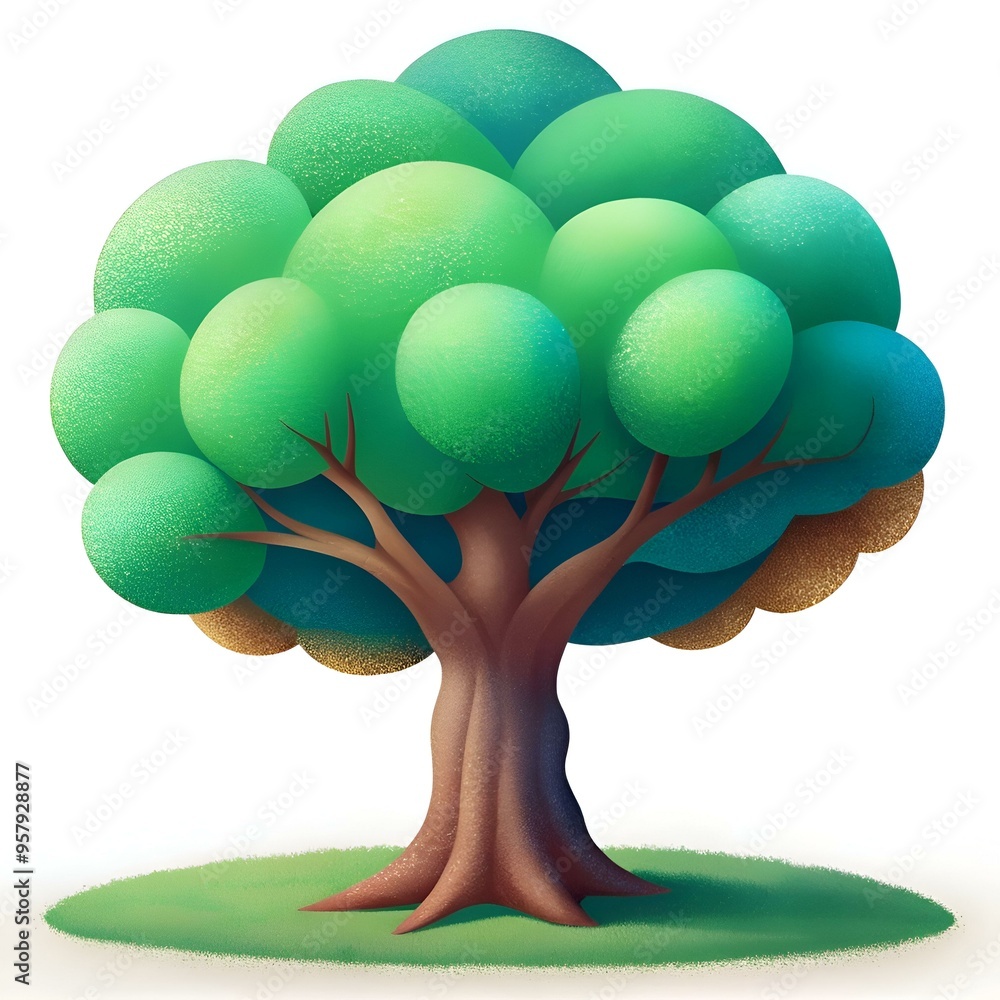 Poster a charming. stylized 3d illustration of a tree. perfect for adding a touch of nature to your designs