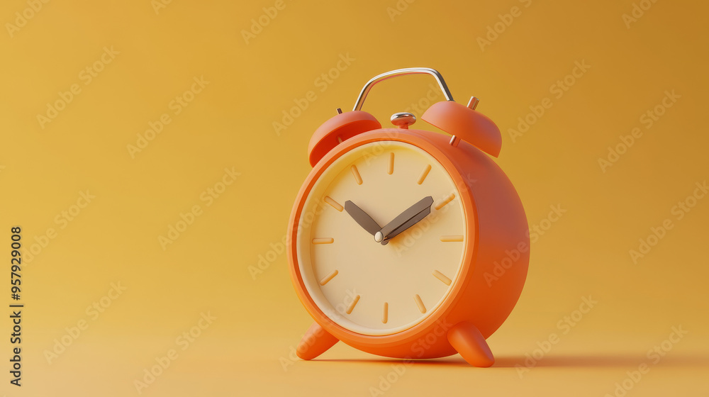 Poster this 3d rendering features a modern alarm clock icon set against a clean background, designed for mo