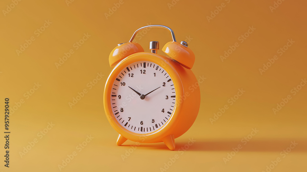 Poster this 3d rendering features a modern alarm clock icon set against a clean background, designed for mo