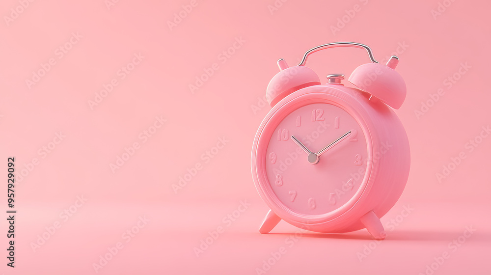 Poster this 3d rendering features a modern alarm clock icon set against a clean background, designed for mo