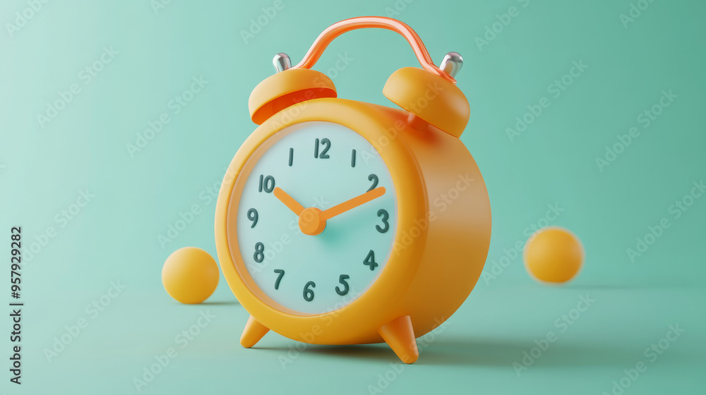 Poster this 3d rendering features a modern alarm clock icon set against a clean background, designed for mo