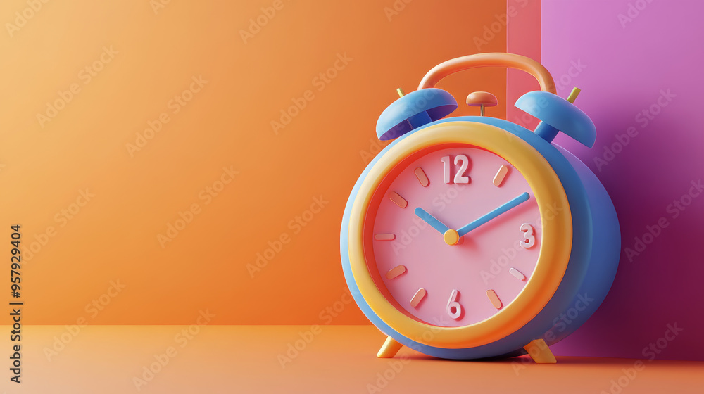 Aufkleber this 3d rendering features a modern alarm clock icon set against a clean background, designed for mo