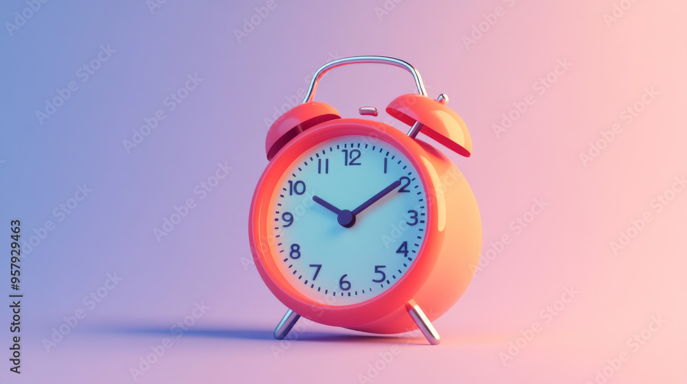 Poster this 3d rendering features a modern alarm clock icon set against a clean background, designed for mo