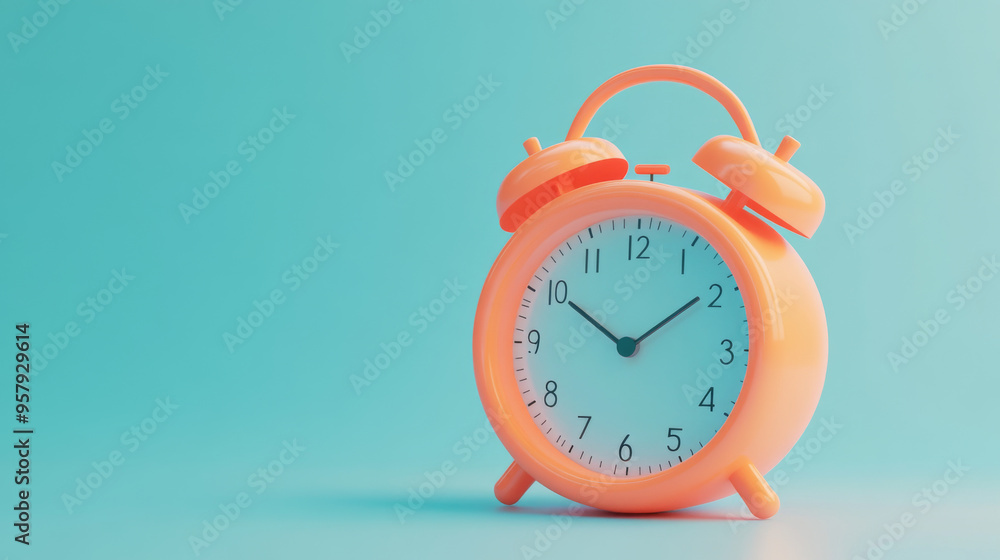 Poster this 3d rendering features a modern alarm clock icon set against a clean background, designed for mo