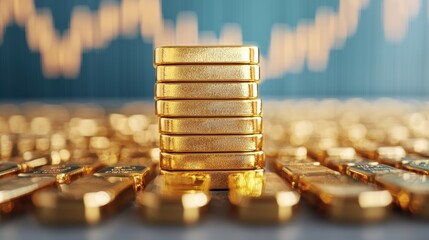 Mastering Gold Investment: Tutorial Video with Prominent Gold Bullion, Selective Focus, Copy Space, Ultra HD Quality