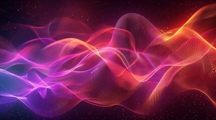 Obraz premium digital neon wave lines on black background