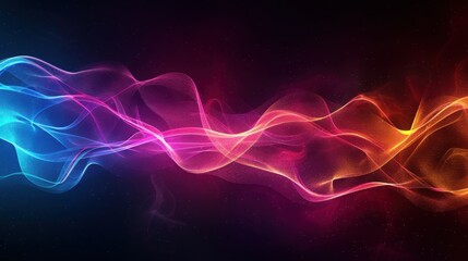 digital neon wave lines on black background