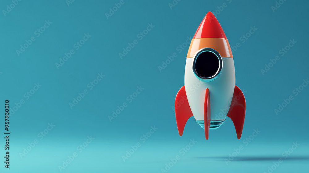 Poster this 3d rendering showcases a rocket icon against a clean background, perfect for mock-ups and web b