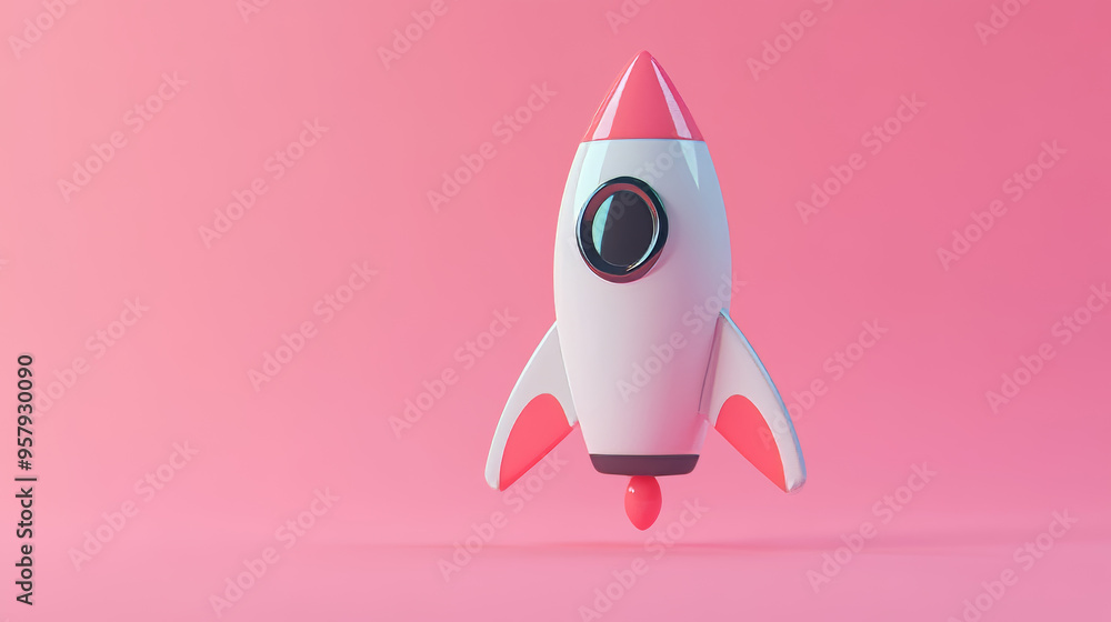 Poster this 3d rendering showcases a rocket icon against a clean background, perfect for mock-ups and web b