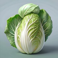 Fototapeta premium A vibrant 3D illustration of a fresh Chinese cabbage.