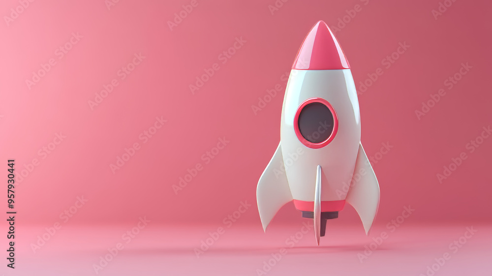 Poster this 3d rendering showcases a rocket icon against a clean background, perfect for mock-ups and web b