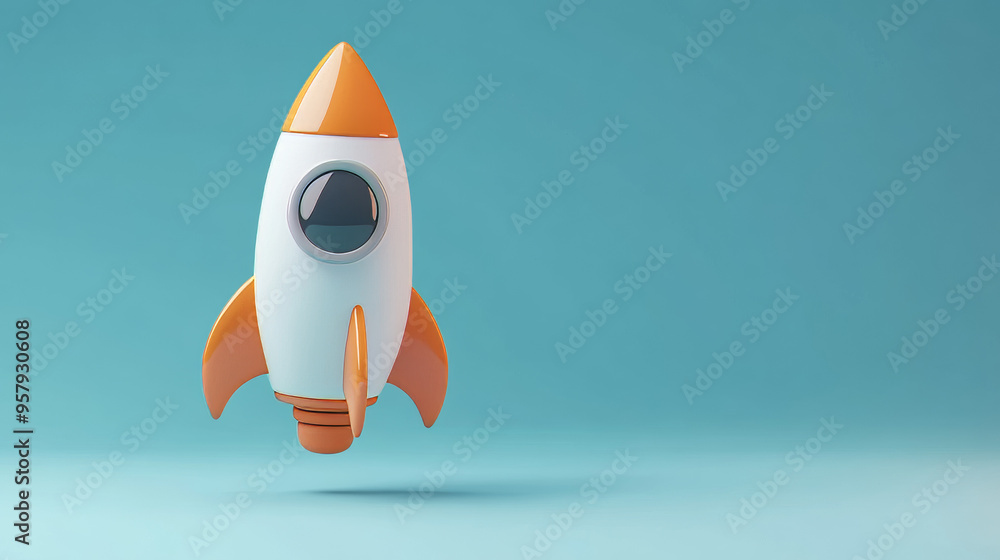 Poster this 3d rendering showcases a rocket icon against a clean background, perfect for mock-ups and web b