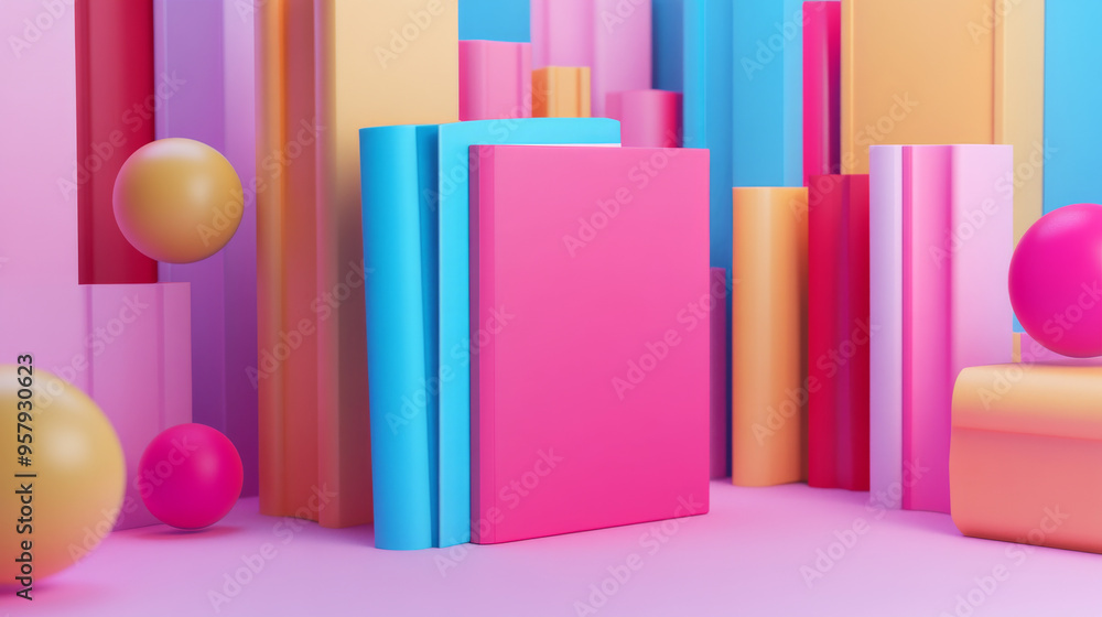 Poster this 3d rendering presents a textbook icon against a clean background, ideal for mock-ups and web ba