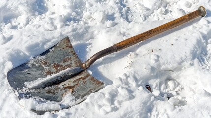 Snow Shovel: A tool designed with a wide, flat blade for clearing snow from driveways and sidewalks, generally equipped with a long handle for improved user control.
