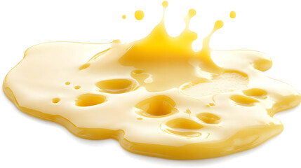 Closeup of melted cheese stretching and dripping isolated on white background