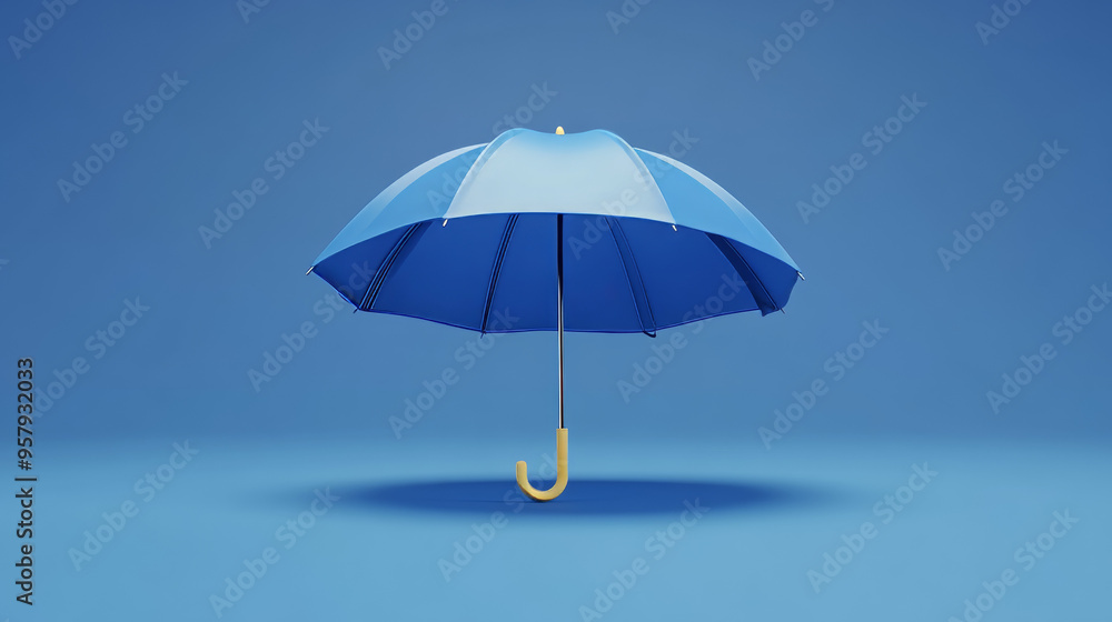 Poster this 3d rendering features an umbrella icon set against a clean background, designed for mock-ups an