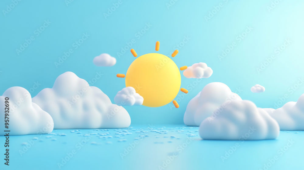 Aufkleber this 3d rendering features a weather forecast icon set against a clean background, designed for mock