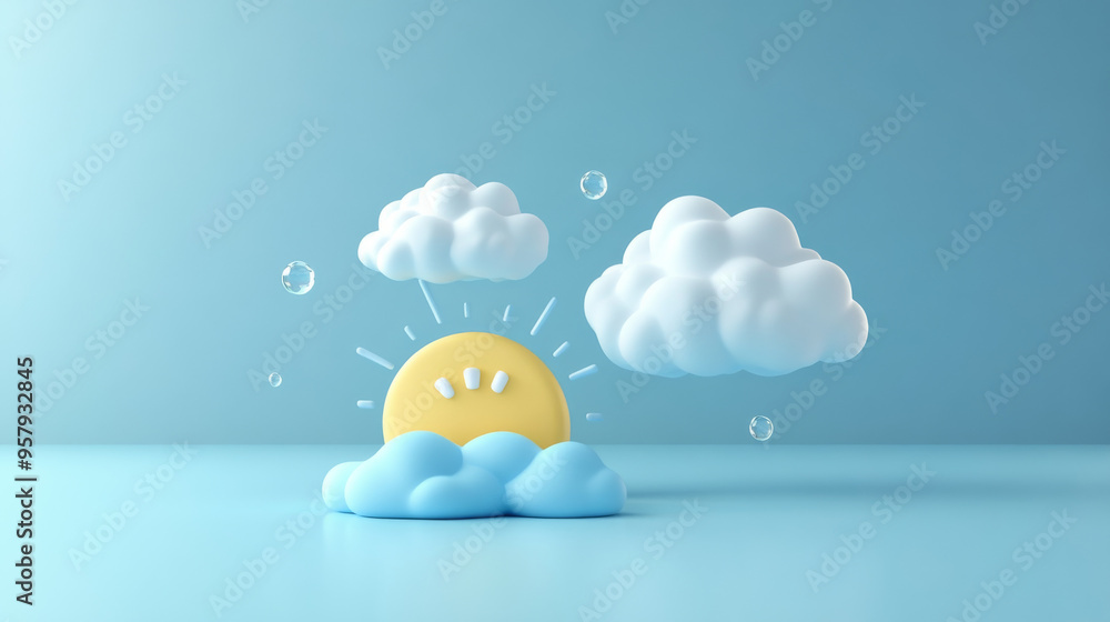 Aufkleber this 3d rendering features a weather forecast icon set against a clean background, designed for mock