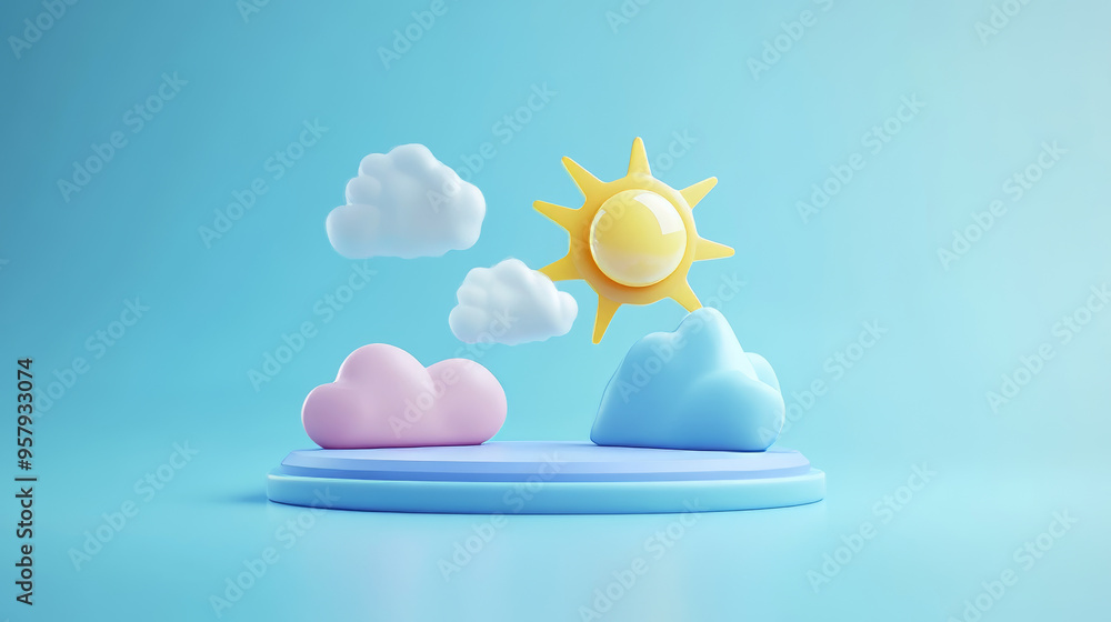 Aufkleber this 3d rendering features a weather forecast icon set against a clean background, designed for mock