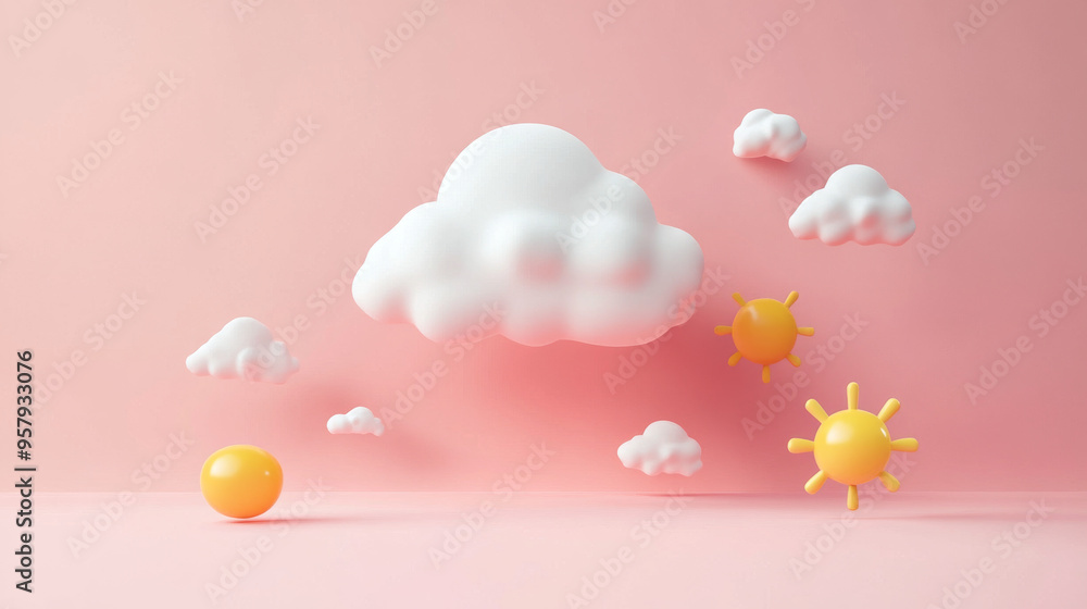 Aufkleber this 3d rendering features a weather forecast icon set against a clean background, designed for mock
