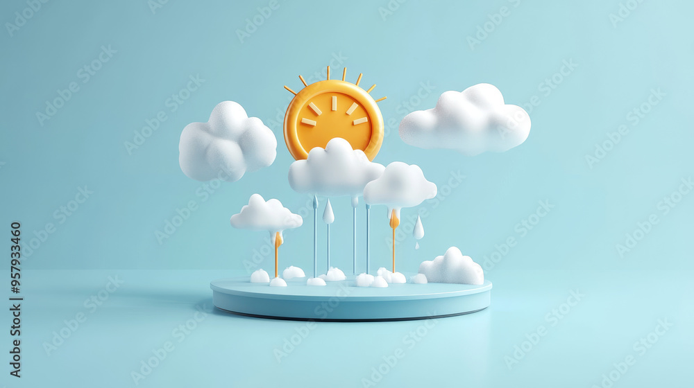 Aufkleber this 3d rendering features a weather forecast icon set against a clean background, designed for mock