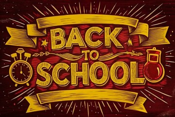 Fototapeta premium Back To School Lettering on a Red Background.