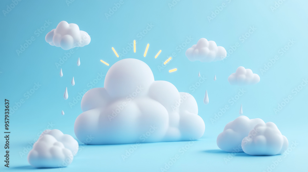 Aufkleber this 3d rendering features a weather forecast icon set against a clean background, designed for mock