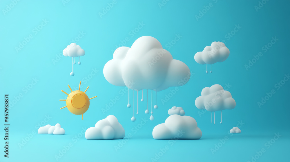 Aufkleber this 3d rendering features a weather forecast icon set against a clean background, designed for mock