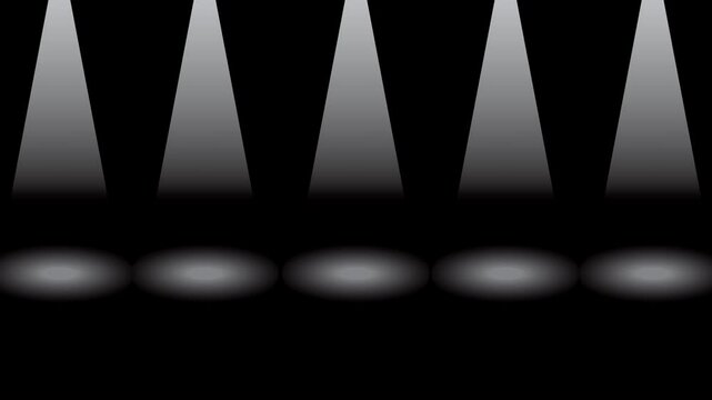 Animated illustration of black background with white spotlights flashing alternately like on a stage, perfect for product launches, promotions, and online store announcements. 4k resolution
