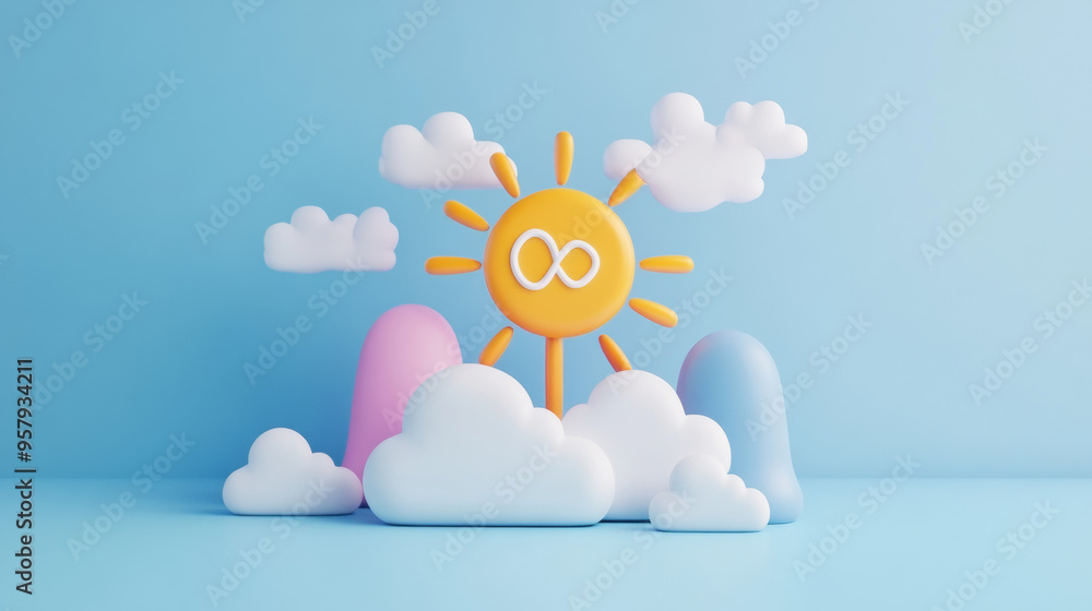 Aufkleber this 3d rendering features a weather forecast icon set against a clean background, designed for mock