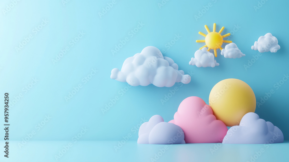 Aufkleber this 3d rendering features a weather forecast icon set against a clean background, designed for mock